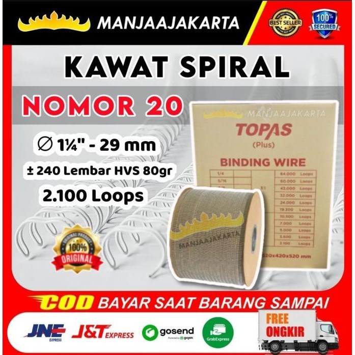 

Kawat Jilid Topas Plus 11/4Putih Ring Kawat Nomor 20 Jilid Buku Spiral Kualitas Premium