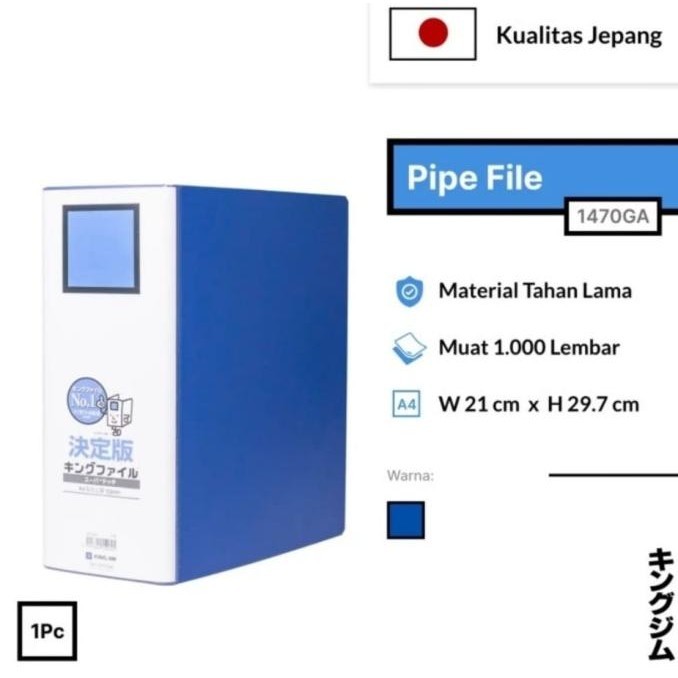 

Ordner Binder King Jim 1470Ga A4 / Pipe File A4 Kualitas Premium