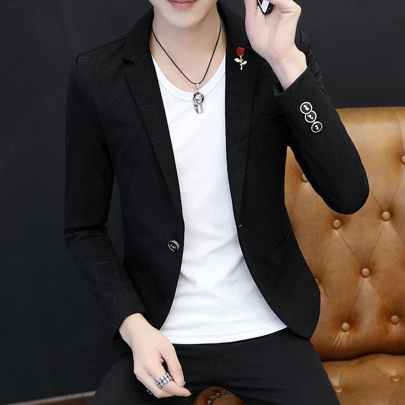 Setelan Bisnis Kecil Pria, Pakaian Mantel Gaya Korea Slim Fit Tampan, Kasual Modis