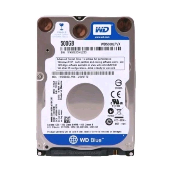 Hardisk Laptop 500Gb Wd Blue 2.5 Sata. Hdd 500Gb Baru Sentinel 100%