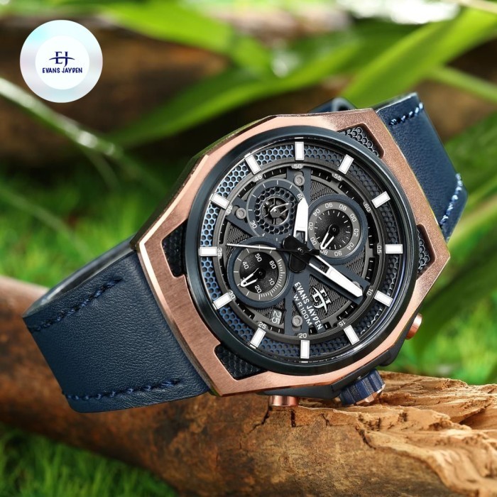 Terlaris Jam Tangan Evans Jayden Original Sapphire Chronograph Kulit Strap