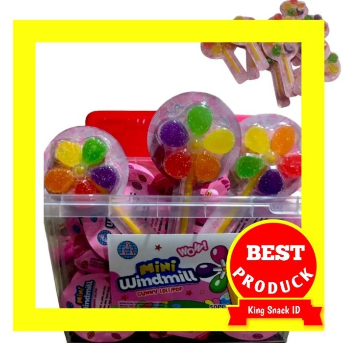 

1 Toples (50 Pcs) Permen Gummy Ni Winl / Permen Buah Bentuk Kipas