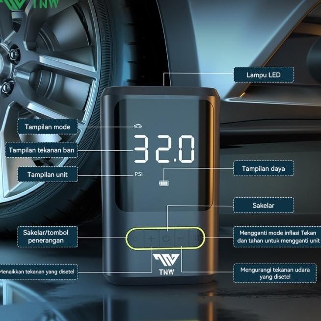 Tnw Car Air Pump Tire Inflator Portable Pompa Ban Mobil Pompa Angin (Yarageza