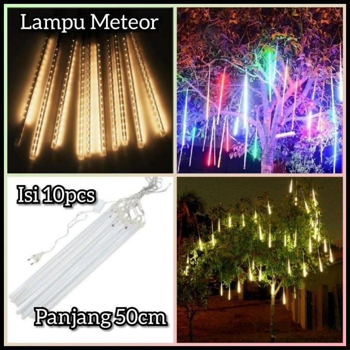 LAMPU METEOR LED ISI 10PCS BINTANG JATUH RAIN SNOW TAMAN HIAS METEOR