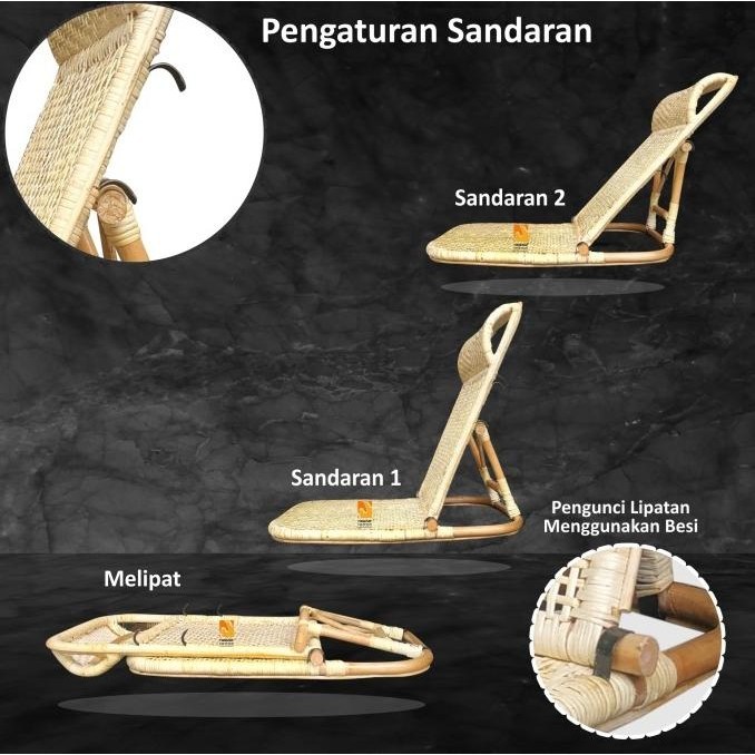 Kursi Lesehan Lipat Lantai Santai Malas Dari Rotan Tokomutiarat