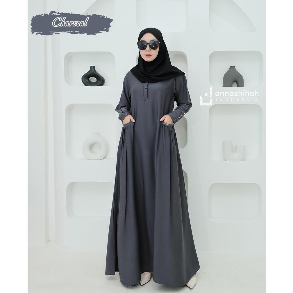 Gamis Abaya Remaja Kancing Qhisty Dress Exslusive Annasihah Arabjema Polos Hitam Gamis Abaya Remaja
