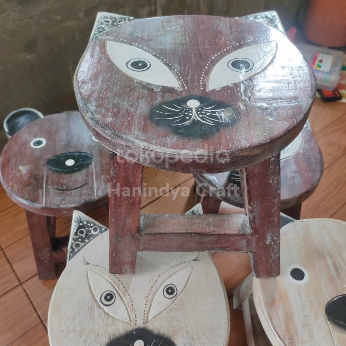 Candra Dingklik Kayu Karakter Jongkok Dingklik Bulat