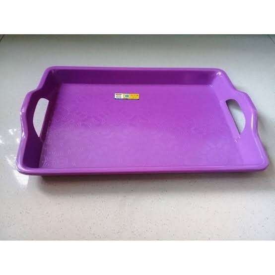 Nampan Ungu Segi Kotak Kecil Melamin Baki Tray Saji Sayur Piring Gelas