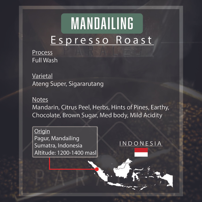 

Mandailing Fullwash Arabica 500G Single Origin Biji Kopi Coffee Beans