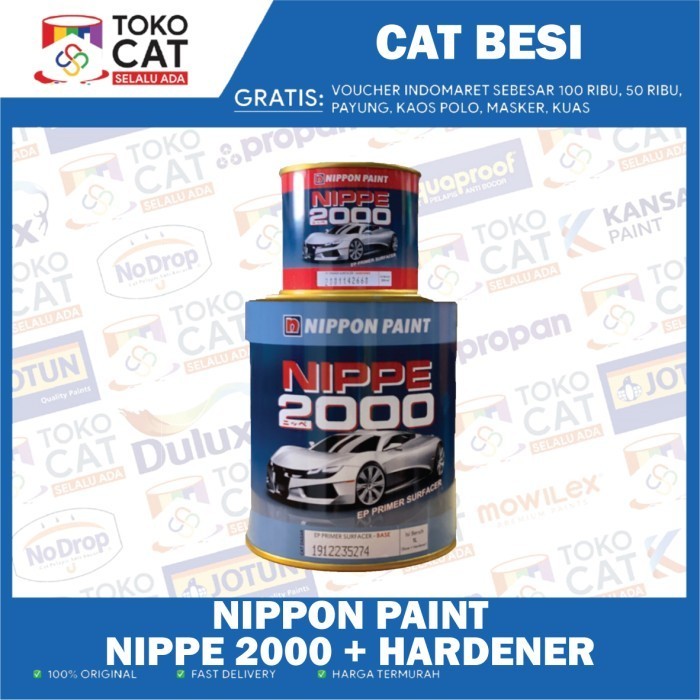 Cat Epoxy | Nippe 2000 Epoxy Primer Surfacer Abu + Hardener 1L ABU / PUTIH | Kemasan Kaleng
