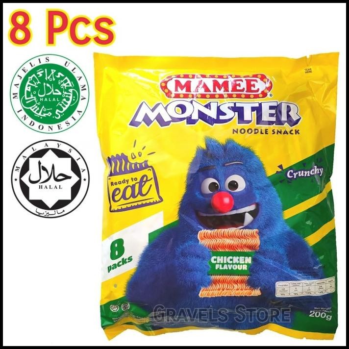 [8 Pcs] Logo Halal - Mamee Monster Snack Rasa Ayam - Snack Malaysia