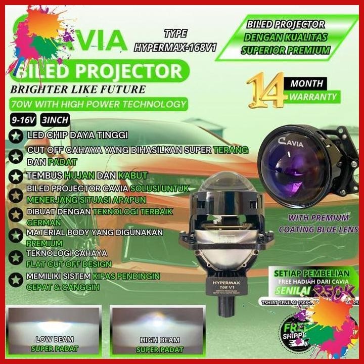 (getz) cavia-premium lampu led biled projector mobil semi laser 3 inch hi lo 60/70w like pro7 p730hv