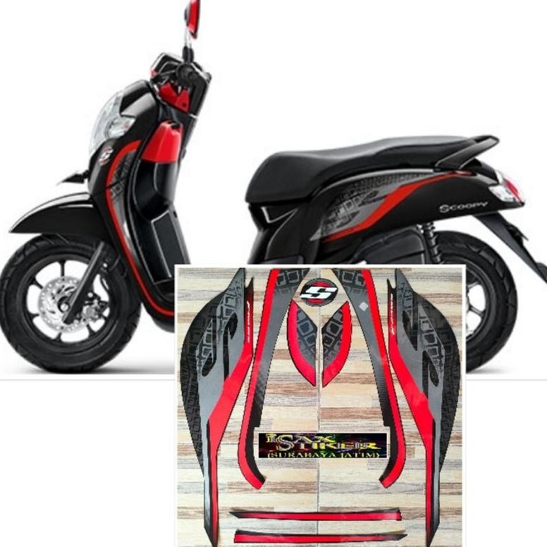 striping original Honda Scoopy Sporty hitam black tahun 2019