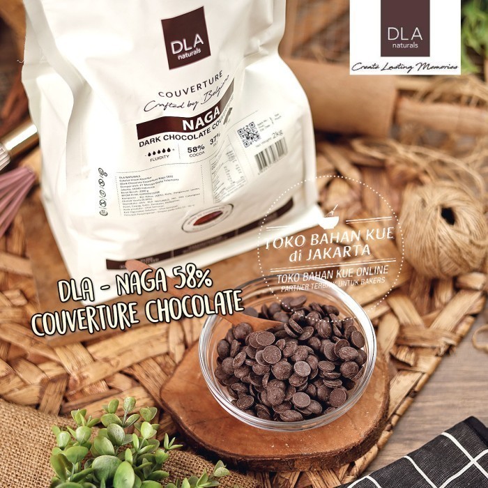 

DLA Chocolate NAGA 58% Dark Couverture 250gr Coklat Baking Pahit Enak K01