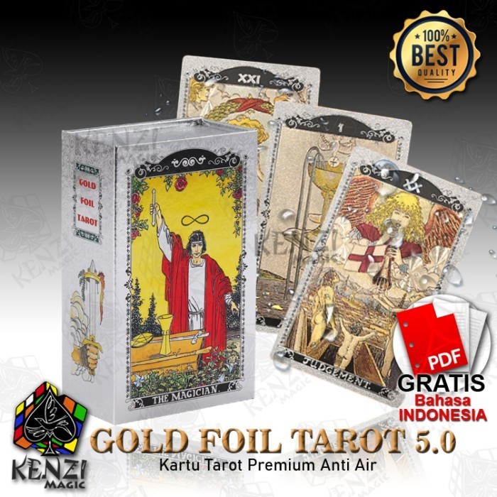 Kartu Tarot Neo Rider Waite Anti Air PVC Waterproof Gold Foil 5.0