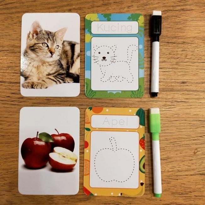 Flashcards Wipe Clean Belajar Menggambar Hewan Dan Buah Mainan Edukasi Ajiminfujiatiberkah