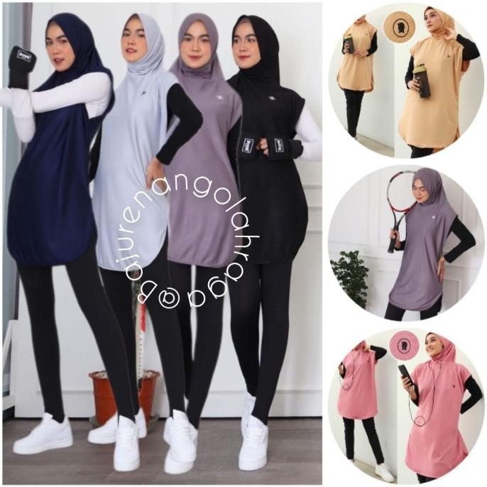 Jilbab Olahraga Wanita Muslim Muslimah Rompi Hijab Sport