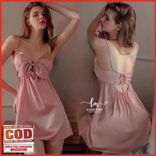 Original Sexy Lingerie Dress Satin Baju Tidur Sexy Lingerie Wanita / Lingerie Dress Satin Premium / 
