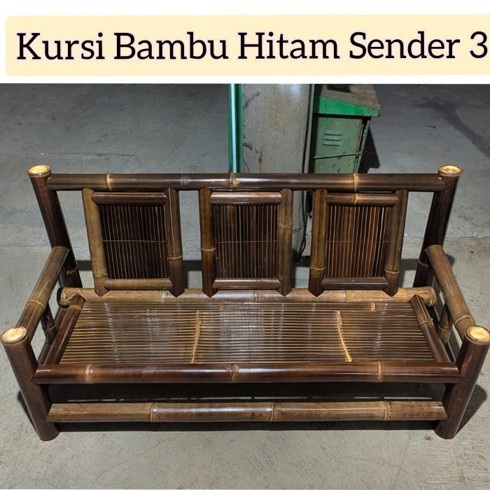 Ready Stok - Kursi Panjang Bambu Hitam