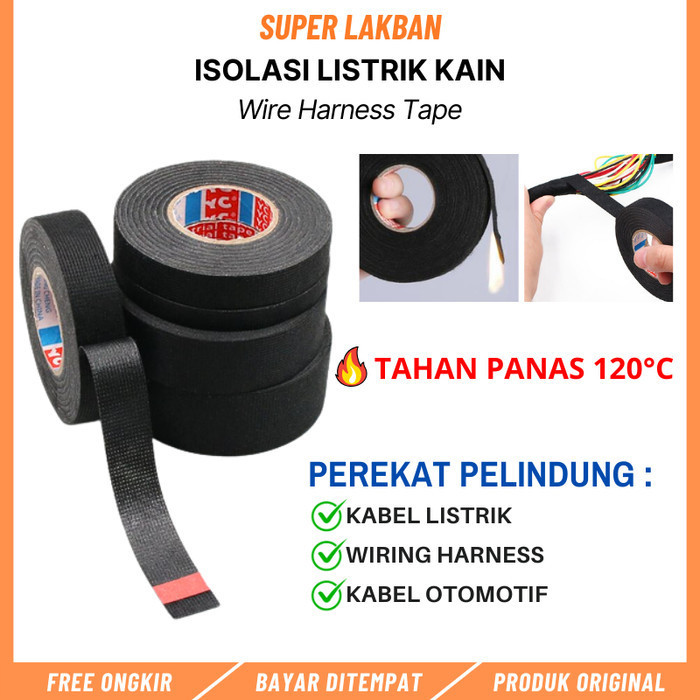 

LAKBAN ISOLASI KAIN KABEL OTOMOTIF WIRING HARNESS 15M SETARA TESA TAPE