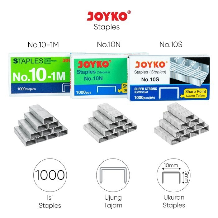 

STAPLES ISI STAPLER REFILL STAPLER JOYKO NO. 10 1 BOX 1000 PCS