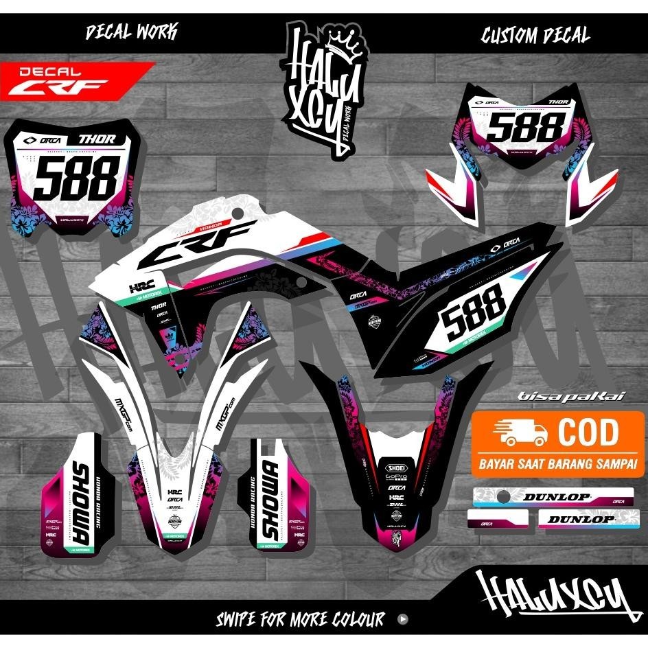 DECAL CRF 150 L SUPER GLOSY FULL BODY MOTIF FLOWER  - DECAL HONDA CRF 150 L FULL BODY HALUXCY