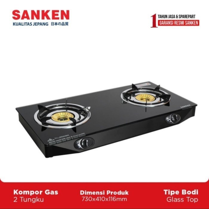 Diskon Kompor Gas Sanken 2 Tungku Kaca - Sg-369