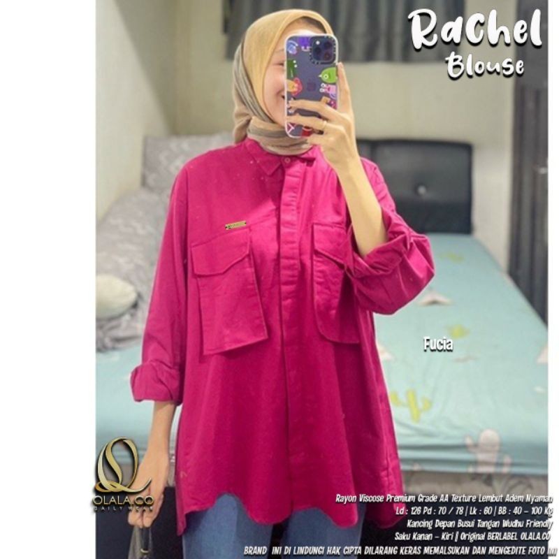 Hot pink / Fuchia Fanta Rachel ld 110-140 Blouse BIG SIZE / Kemeja Oversize Polos by Olala