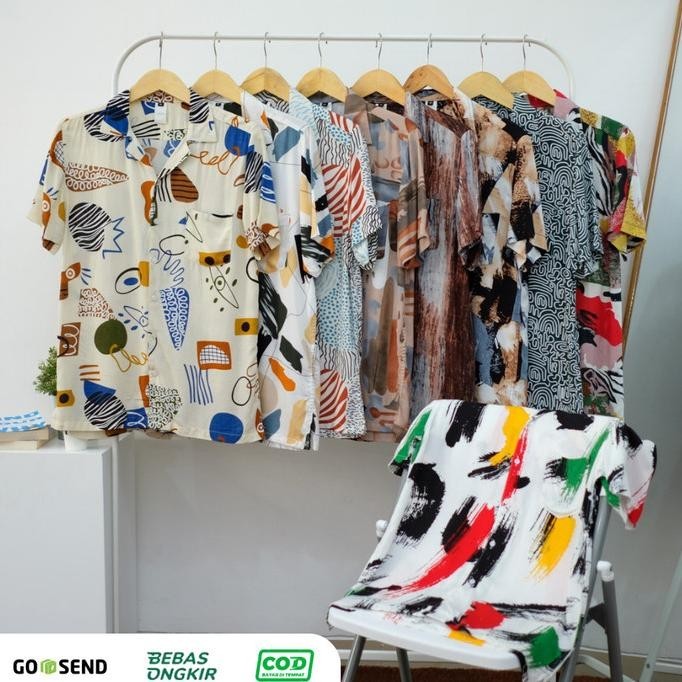 Kemeja Pantai Pria Baju Hawai Rayon Printing Full Print Motif Bunga