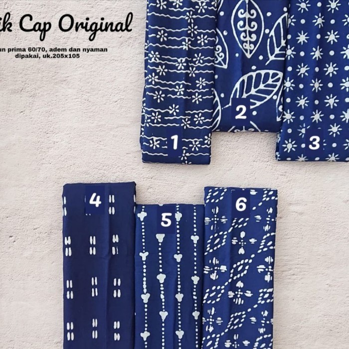 Kain Batik Cap Handmade Serian Navy Putih (40)