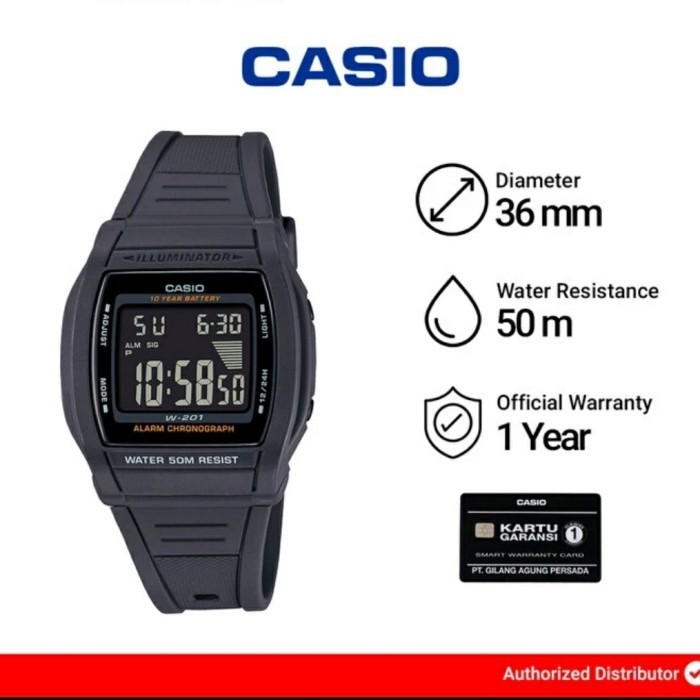 JAM CASIO W-201-1BDF / W201 ORIGINAL BERGARANSI