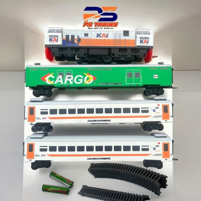RANGKAIAN MAINAN KERETA API INDONESIA MURAH KAYU CC206 SS EKONOMI CARG