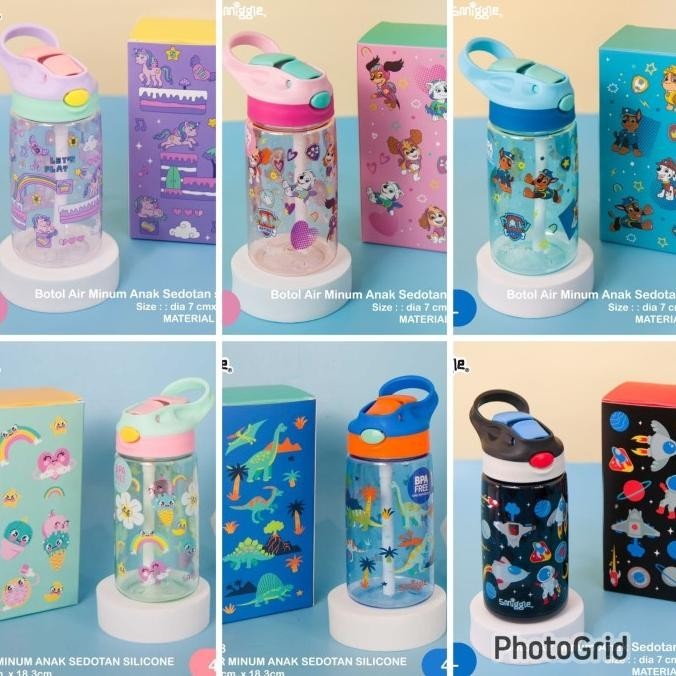Botol minum smiggle premium water bottle paw patrol,dino,unicorn,bunga