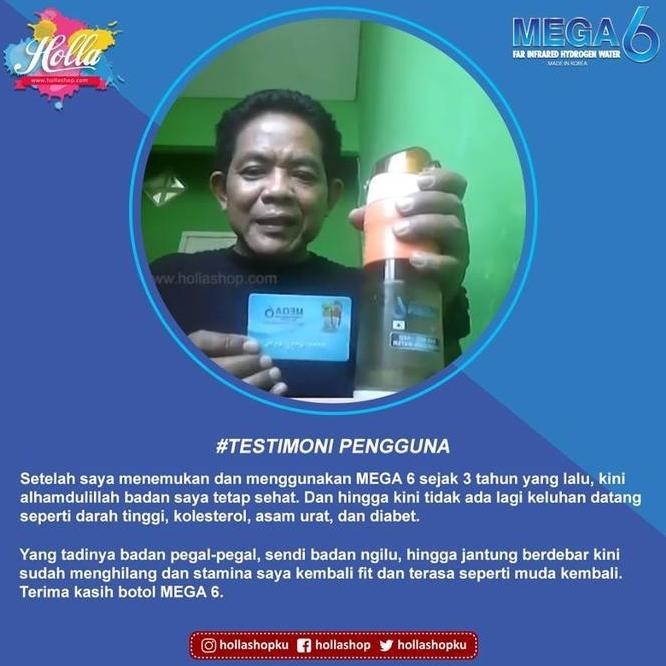 BOTOL MINUM MEGA 6 Far Infrared Hydrogen Water 600ml SINGLE