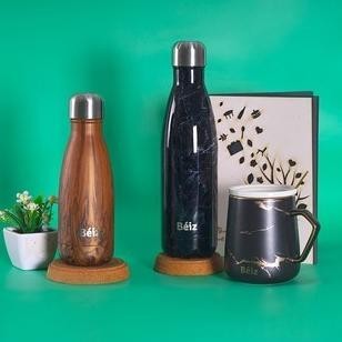 (BEIZ) Black Marble -Botol Air Minum Stainless Steel 500 ML