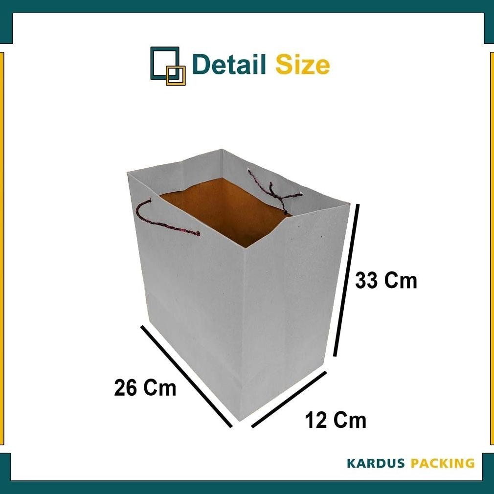 

PAPER BAG 26X12X33 CM (PAKET 12 PCS) / TAS KERTAS / TAS KADO / TAS SOUVENIR COD