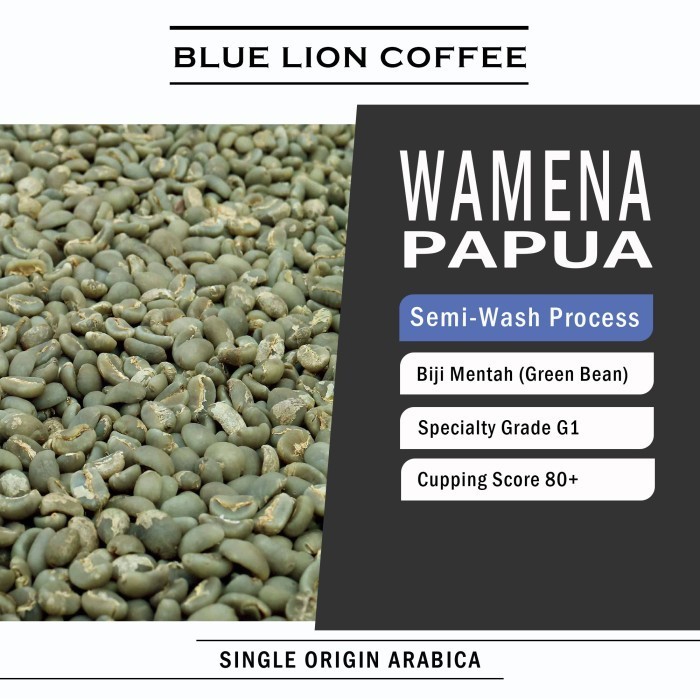 

Ready Blue Lion Coffee Green Bean 1 kg Papua Wamena Arabika Biji Mentah