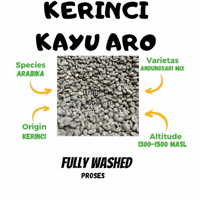 

Ready Green bean / biji kopi arabika KERINCI KAYU ARO - Full wash TERMURAH