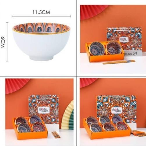 Bohemian japanese 6 Bowl Set Hampers  - Bohemian mangkok keramik