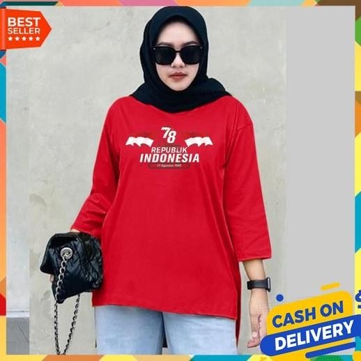 CR - Kaos Hut Ri Ke 78 Dewasa 2023 Anak Lengan Panjang 17Agustus Pendek Jumbo Pakaian 17 Agustus Yan