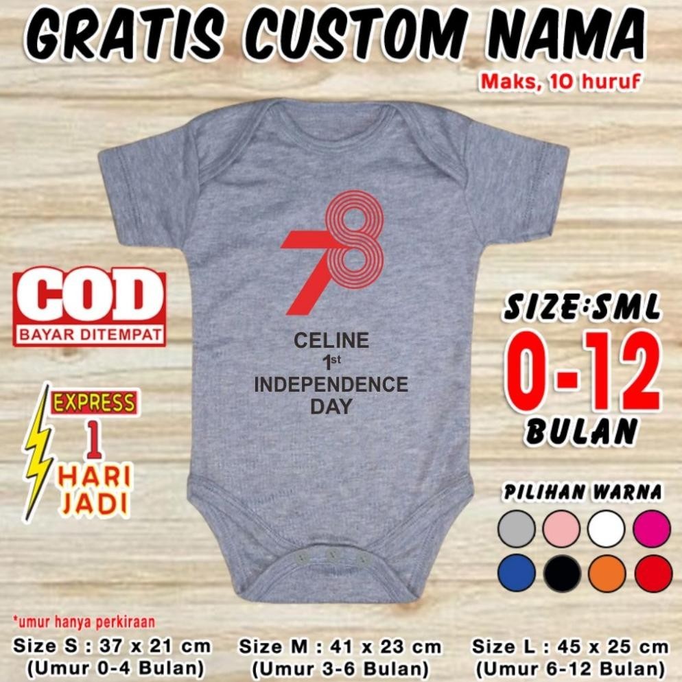 CR - Baju Bayi INDONESIA HUT RI GRATIS CUSTOM NAMA Jumper 17 Agustusan Pakaian Dirgahayu Merah Putih