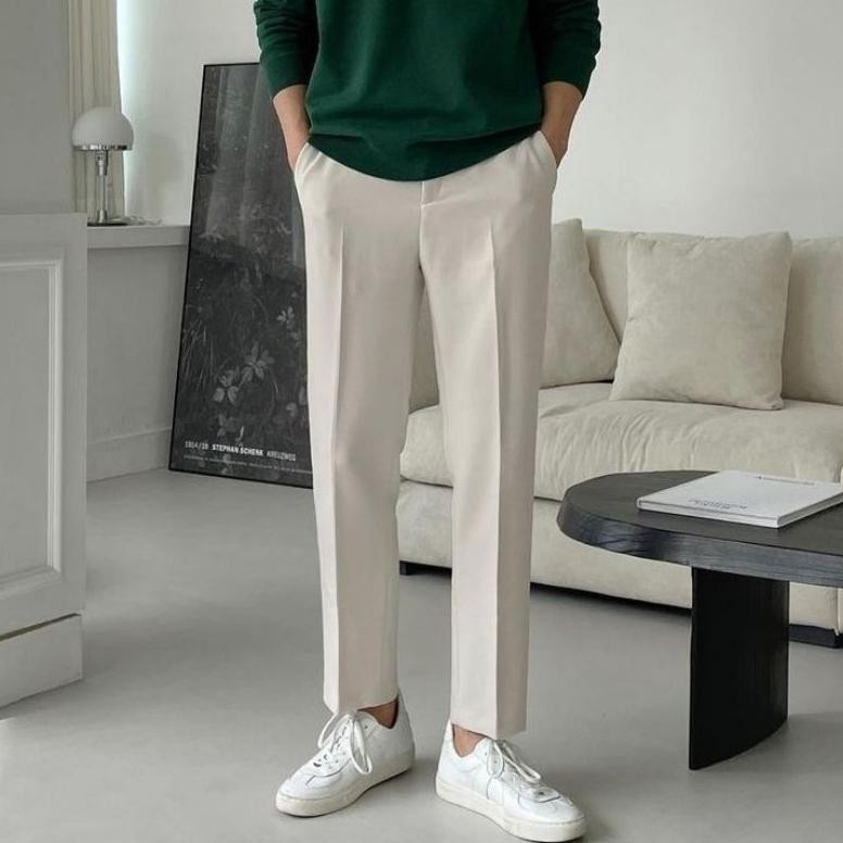 Ankle Pants-Celana Formal Pria Kantor Slimfit Gaya Korean Style Bahan Semi Wool Promo