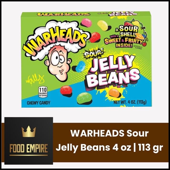 

Warheads Sour Jelly Beans Candy 4 Oz | Permen Asam 113 Gram