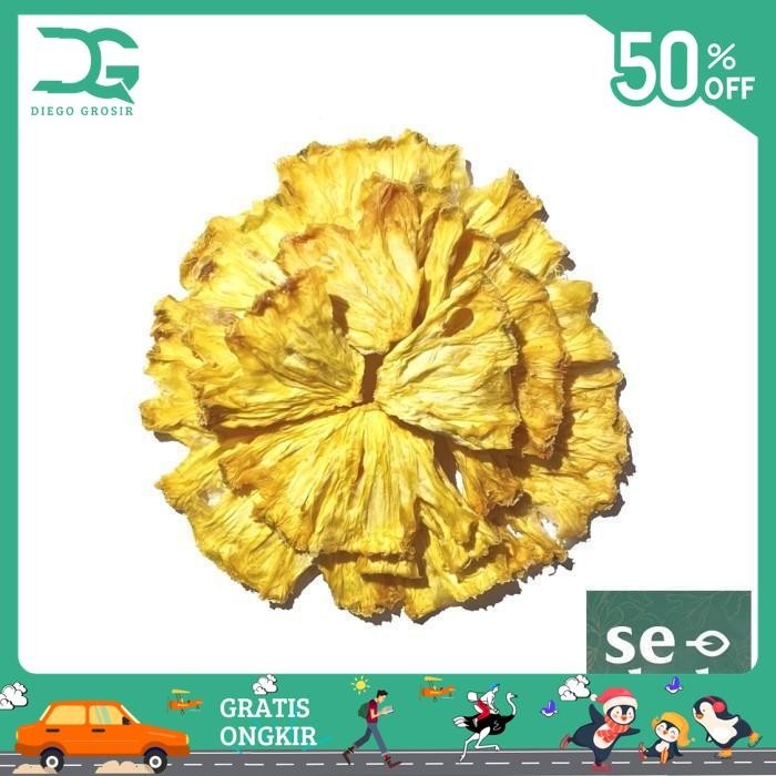 

BUAH NANAS KERING / DEHYDRATED PINEAPPLE DRIED FRUIT 60 GRAM BEST SELLER