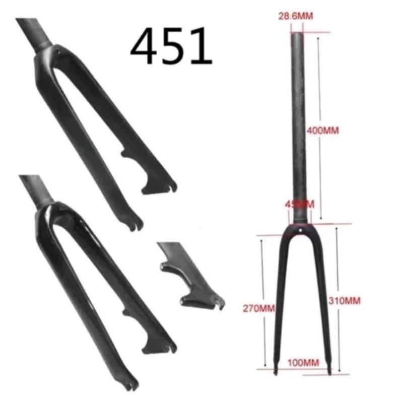 Premium Fork Carbon 20 inch 22 inch Disc Brake OS Fork Carbon Rigid Hybrid Sepeda Lipat BMX