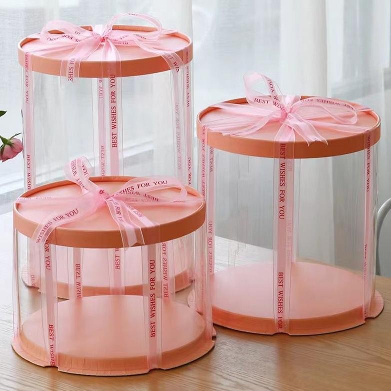 

PROMO Cake Box Kue Tinggi Bulat Mika Transparan Untuk Box Buket / Cake Uang, dll. ia-76