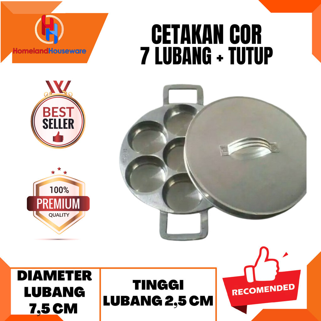 CETAKAN KUE COR 7 LUBANG + TUTUP/CETAKAN KUE LUMPUR 7 LUBANG/CETAKAN SERBAGUNA 7 LUBANG