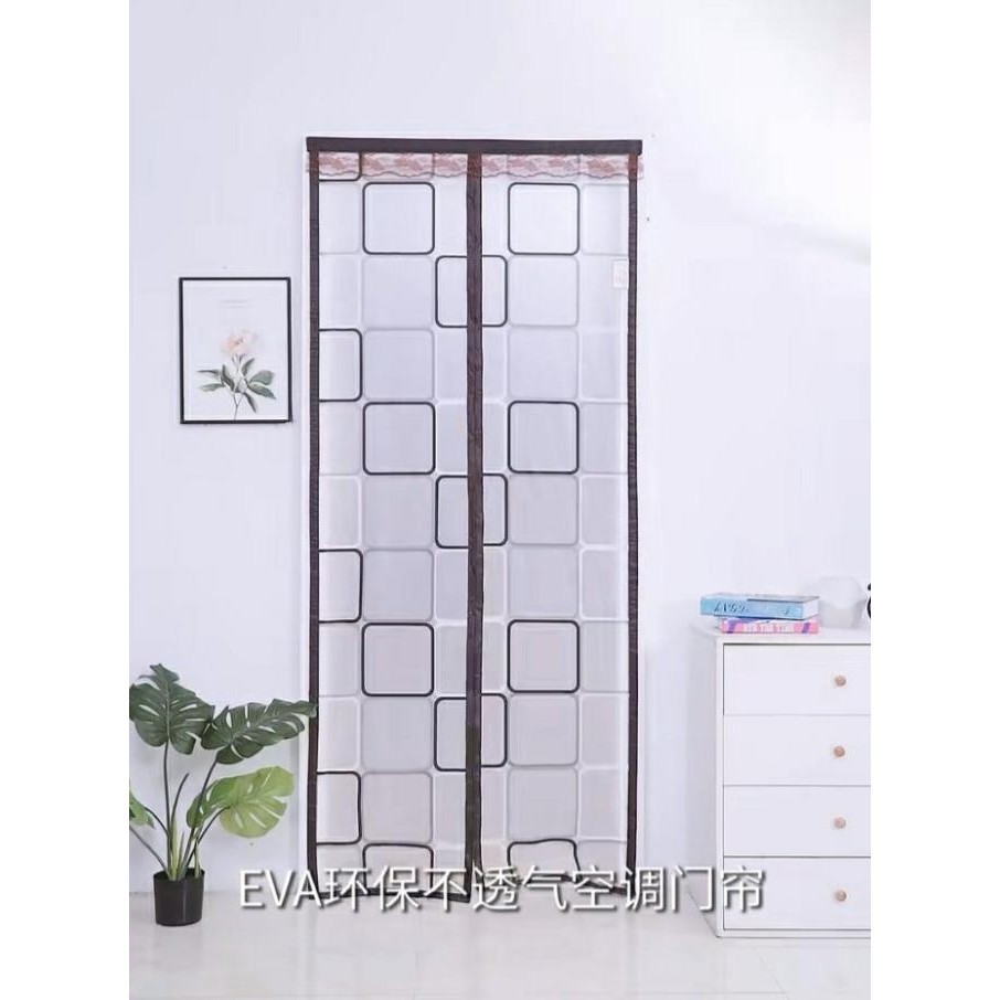 Tirai Pintu Kamar AC Perekat / Tirai Pintu Khusus AC Magnet Premium - Kotak,List Hitam