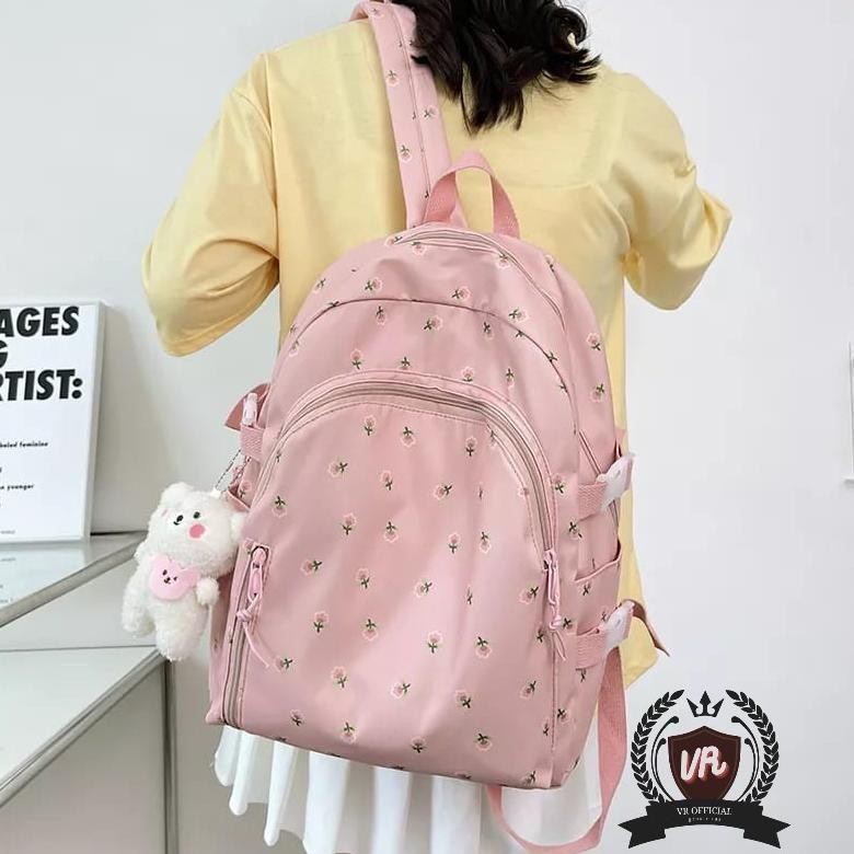 Alika Bag - Ransel Anak Sekolah Sd Smp Sma Gambar Bunga Tulip Tas Sekolah Anak Perempuan Baru Mode R