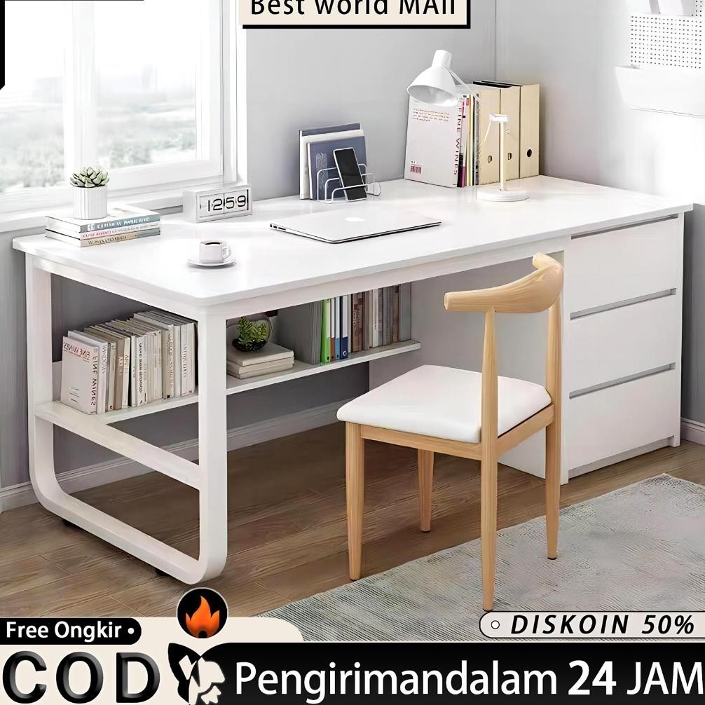 Meja Kantor Dengan Laci 140cm Laci Minimalis Meja Kerja Kayu Meja Komputer Besi Meja Belajar Meja Ko